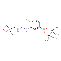 Chemical structure of 1-[2-fluoro-5-(4,4,5,5-tetramethyl-1,3,2-dioxaborolan-2-yl)phenyl]-3-[(3-methyloxetan-3-yl)methyl]urea - CSSB21245996371