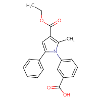 Chemical structure of 3-[3-(ethoxycarbonyl)-2-methyl-5-phenyl-1H-pyrrol-1-yl]benzoic acid - CSSB00020599527