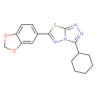 Chemical structure of 6-(2H-1,3-benzodioxol-5-yl)-3-cyclohexyl-[1,2,4]triazolo[3,4-b][1,3,4]thiadiazole - CSSB00132342206