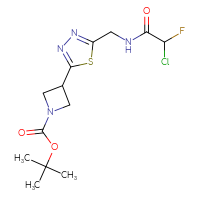 Chemical structure of tert-butyl 3-{5-[(2-chloro-2-fluoroacetamido)methyl]-1,3,4-thiadiazol-2-yl}azetidine-1-carboxylate - CSSB21332123081