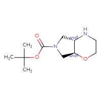 Chemical structure of rac-tert-butyl (4aR,7aR)-octahydropyrrolo[3,4-b][1,4]oxazine-6-carboxylate - CSSB00040555579
