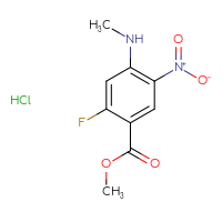 Chemical structure of methyl 2-fluoro-4-(methylamino)-5-nitrobenzoate hydrochloride - CSSB20963521169