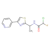 Chemical structure of 2-chloro-2-fluoro-N-{1-[4-(pyridin-3-yl)-1,3-thiazol-2-yl]ethyl}acetamide - CSSB21332123444