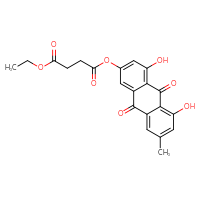 Chemical structure of 4,5-dihydroxy-7-methyl-9,10-dioxo-9,10-dihydroanthracen-2-yl 1-ethyl butanedioate - CSSB20620706490