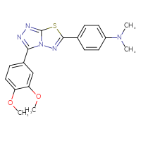 Chemical structure of 4-[3-(3,4-dimethoxyphenyl)-[1,2,4]triazolo[3,4-b][1,3,4]thiadiazol-6-yl]-N,N-dimethylaniline - CSSB00121624226