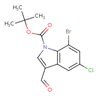 Chemical structure of tert-butyl 7-bromo-5-chloro-3-formyl-1H-indole-1-carboxylate - CSSB21332146845