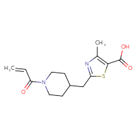 Chemical structure of 4-methyl-2-{[1-(prop-2-enoyl)piperidin-4-yl]methyl}-1,3-thiazole-5-carboxylic acid - CSSB01279830062