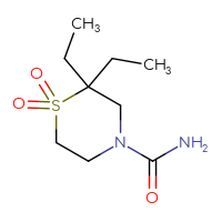 Chemical structure of 2,2-diethyl-1,1-dioxo-1λ⁶-thiomorpholine-4-carboxamide - CSSB00047651872