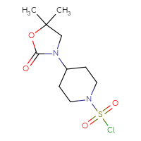 Chemical structure of 4-(5,5-dimethyl-2-oxo-1,3-oxazolidin-3-yl)piperidine-1-sulfonyl chloride - CSSB21224771966