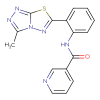 Chemical structure of N-(2-{3-methyl-[1,2,4]triazolo[3,4-b][1,3,4]thiadiazol-6-yl}phenyl)pyridine-3-carboxamide - CSSB00121593239