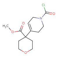 Chemical structure of methyl 4-[1-(carbonochloridoyl)-1,2,3,6-tetrahydropyridin-4-yl]oxane-4-carboxylate - CSSB21224772792