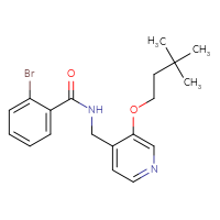 Chemical structure of 2-bromo-N-{[3-(3,3-dimethylbutoxy)pyridin-4-yl]methyl}benzamide - CSSB00325393332