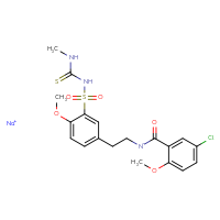 Chemical structure of sodium (5-chloro-2-methoxybenzoyl)[2-(4-methoxy-3-{[(methylcarbamothioyl)amino]sulfonyl}phenyl)ethyl]azanide - CSSB06446555445