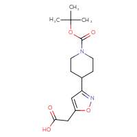 Chemical structure of 2-(3-{1-[(tert-butoxy)carbonyl]piperidin-4-yl}-1,2-oxazol-5-yl)acetic acid - CSSB20550084606