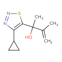Chemical structure of 2-(4-cyclopropyl-1,2,3-thiadiazol-5-yl)-3-methylbut-3-en-2-ol - CSSB21246270536