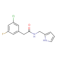 Chemical structure of 2-(3-chloro-5-fluorophenyl)-N-[(1H-pyrrol-2-yl)methyl]acetamide - CSSB03192725054