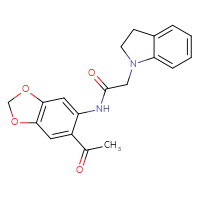 Chemical structure of N-(6-acetyl-2H-1,3-benzodioxol-5-yl)-2-(2,3-dihydro-1H-indol-1-yl)acetamide - CSSB00025730023
