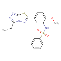 Chemical structure of N-(5-{3-ethyl-[1,2,4]triazolo[3,4-b][1,3,4]thiadiazol-6-yl}-2-methoxyphenyl)benzenesulfonamide - CSSB00121590168