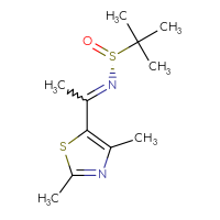 Chemical structure of (R)-N-[1-(2,4-dimethyl-1,3-thiazol-5-yl)ethylidene]-2-methylpropane-2-sulfinamide - CSSB02519812359