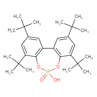 Chemical structure of 4,6,12,14-tetra-tert-butyl-9-hydroxy-8,10-dioxa-9λ⁵-phosphatricyclo[9.4.0.0²,⁷]pentadeca-1(11),2(7),3,5,12,14-hexaen-9-one - CSSB06446558415