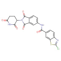 Chemical structure of 2-chloro-N-[2-(2,6-dioxopiperidin-3-yl)-1,3-dioxo-2,3-dihydro-1H-isoindol-5-yl]-1,3-benzothiazole-6-carboxamide - CSSB06492156717