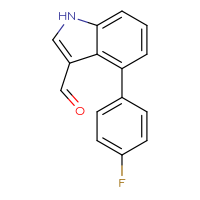 Chemical structure of 4-(4-fluorophenyl)-1H-indole-3-carbaldehyde - CSSB00015192473