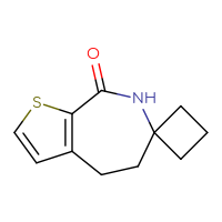 Chemical structure of 4',5',7',8'-tetrahydrospiro[cyclobutane-1,6'-thieno[2,3-c]azepin]-8'-one - CSSB14801989607