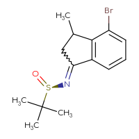 Chemical structure of (R)-N-(4-bromo-3-methyl-2,3-dihydro-1H-inden-1-ylidene)-2-methylpropane-2-sulfinamide - CSSB21332860838