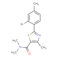 Chemical structure of 2-(2-bromo-4-methylphenyl)-N,N,4-trimethyl-1,3-thiazole-5-carboxamide - CSSB02021768719