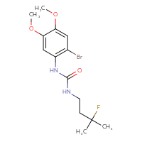 Chemical structure of 1-(2-bromo-4,5-dimethoxyphenyl)-3-(3-fluoro-3-methylbutyl)urea - CSSB02075702725