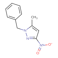 Chemical structure of 1-benzyl-5-methyl-3-nitro-1H-pyrazole - CSSB00010144258
