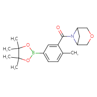 Chemical structure of 6-[2-methyl-5-(4,4,5,5-tetramethyl-1,3,2-dioxaborolan-2-yl)benzoyl]-3-oxa-6-azabicyclo[3.1.1]heptane - CSSB02533261083