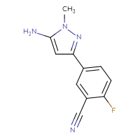 Chemical structure of 5-(5-amino-1-methyl-1H-pyrazol-3-yl)-2-fluorobenzonitrile - CSSB00102958182