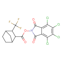Chemical structure of 4,5,6,7-tetrachloro-1,3-dioxo-2,3-dihydro-1H-isoindol-2-yl 3-(trifluoromethyl)bicyclo[2.2.1]heptane-2-carboxylate - CSSB20269879236