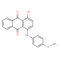 Chemical structure of 1-hydroxy-4-[(4-methoxyphenyl)amino]-9,10-dihydroanthracene-9,10-dione - CSSB00102581342