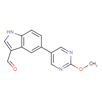 Chemical structure of 5-(2-methoxypyrimidin-5-yl)-1H-indole-3-carbaldehyde - CSSB06583352481