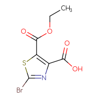 Chemical structure of 2-bromo-5-(ethoxycarbonyl)-1,3-thiazole-4-carboxylic acid - CSSB00020755570