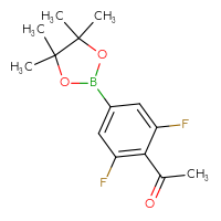 Chemical structure of 1-[2,6-difluoro-4-(4,4,5,5-tetramethyl-1,3,2-dioxaborolan-2-yl)phenyl]ethan-1-one - CSSB06258448137