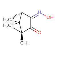 Chemical structure of (1R,3Z,4S)-3-(hydroxyimino)-1,7,7-trimethylbicyclo[2.2.1]heptan-2-one - CSSB00025770651