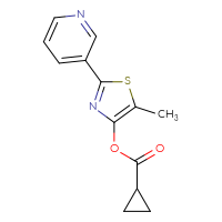 Chemical structure of 5-methyl-2-(pyridin-3-yl)-1,3-thiazol-4-yl cyclopropanecarboxylate - CSSB00138421815