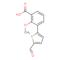 Chemical structure of 3-(5-formylthiophen-2-yl)-2-methoxybenzoic acid - CSSB00150708252