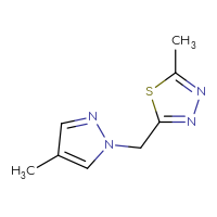 Chemical structure of 2-methyl-5-[(4-methyl-1H-pyrazol-1-yl)methyl]-1,3,4-thiadiazole - CSSB00015326290