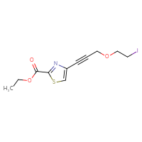 Chemical structure of ethyl 4-[3-(2-iodoethoxy)prop-1-yn-1-yl]-1,3-thiazole-2-carboxylate - CSSB21531616350