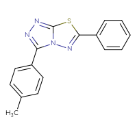 Chemical structure of 3-(4-methylphenyl)-6-phenyl-[1,2,4]triazolo[3,4-b][1,3,4]thiadiazole - CSSB00121638299