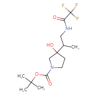 Chemical structure of tert-butyl 3-hydroxy-3-[1-(2,2,2-trifluoroacetamido)propan-2-yl]pyrrolidine-1-carboxylate - CSSB02495390251