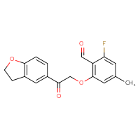 Chemical structure of 2-[2-(2,3-dihydro-1-benzofuran-5-yl)-2-oxoethoxy]-6-fluoro-4-methylbenzaldehyde - CSSB21414459142