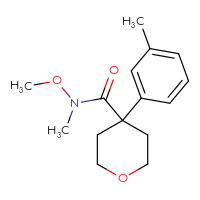 Chemical structure of N-methoxy-N-methyl-4-(3-methylphenyl)oxane-4-carboxamide - CSSB21151592056