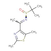Chemical structure of (S)-N-[1-(2,5-dimethyl-1,3-thiazol-4-yl)ethylidene]-2-methylpropane-2-sulfinamide - CSSB21332859994