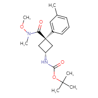 Chemical structure of tert-butyl N-[(1r,3r)-3-[methoxy(methyl)carbamoyl]-3-(3-methylphenyl)cyclobutyl]carbamate - CSSB16471483969