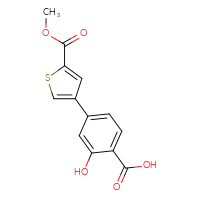 Chemical structure of 2-hydroxy-4-[5-(methoxycarbonyl)thiophen-3-yl]benzoic acid - CSSB00150708327